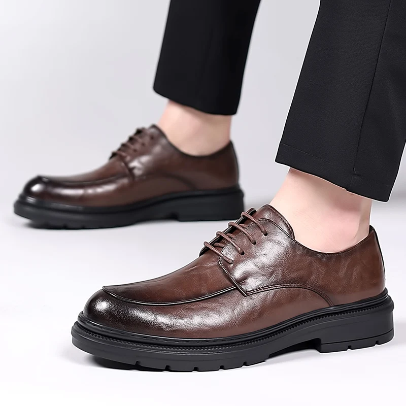 

Luxury Brand Men's Formal Oxford Genuine Leather Office Loafers Casual Business Lace Up Shoe Dress Oxfords Men Wedding Footwear