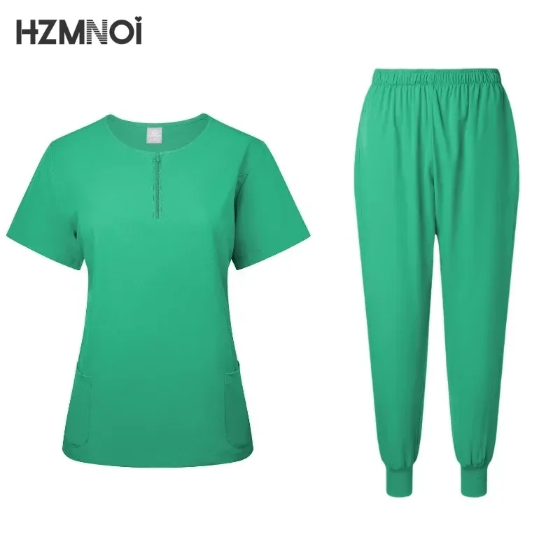 Conjunto informal y cómodo de dos piezas, ropa de trabajo médica elástica de secado rápido, pantalones de manga corta para Hospital de mascotas, traje