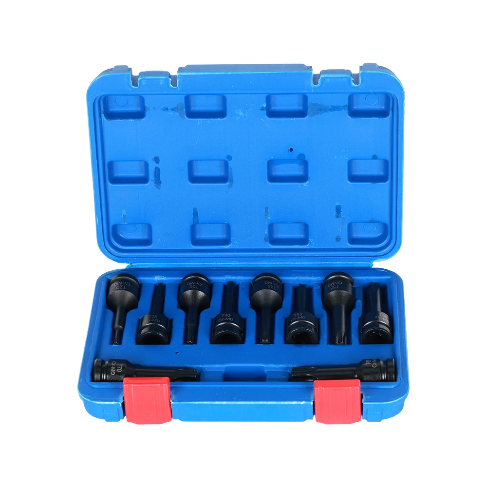 Podofo 10-teiliges Schlagschrauber-Innensechskant-Bit-Set 1/2 Zoll T20 T25 T30 T80 Schlagschraubernuss-Set für Autoreparatur in der Garage – Detail 7