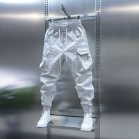 2025 Spring Summer Men's Big Pocket Jogger Pants Loose Harem Trousers Solid Color Slim Fit Versatile Luxury Brand Men's Clothing