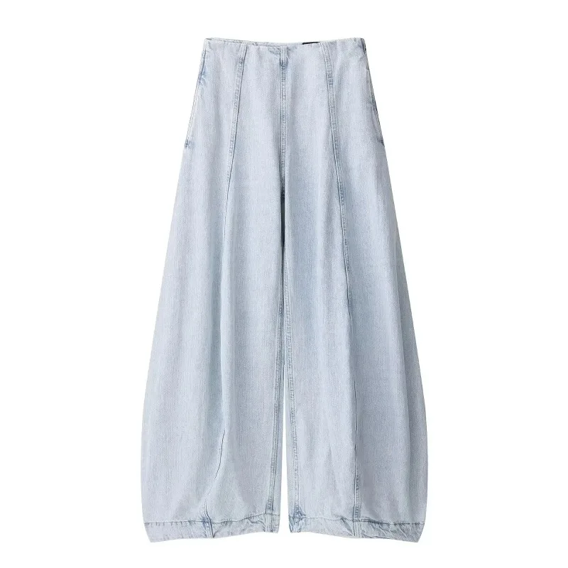 Street Pockets Flared Denim Trousers Women Blue Loose Low Waist Wide Leg Jeans 2025 Autumn Lady Chic All-match Commute Pants - Image 6