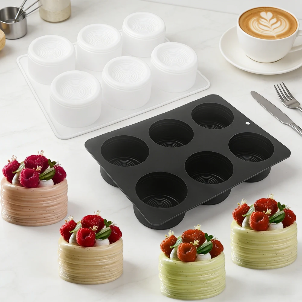 Forma de Silicone para Confeitaria Francesa Mont-Blanc com 6 Cavidades, Grau Alimentício, para Bolos e Chocolates, Utensílio de Cozinha para Sobremesas