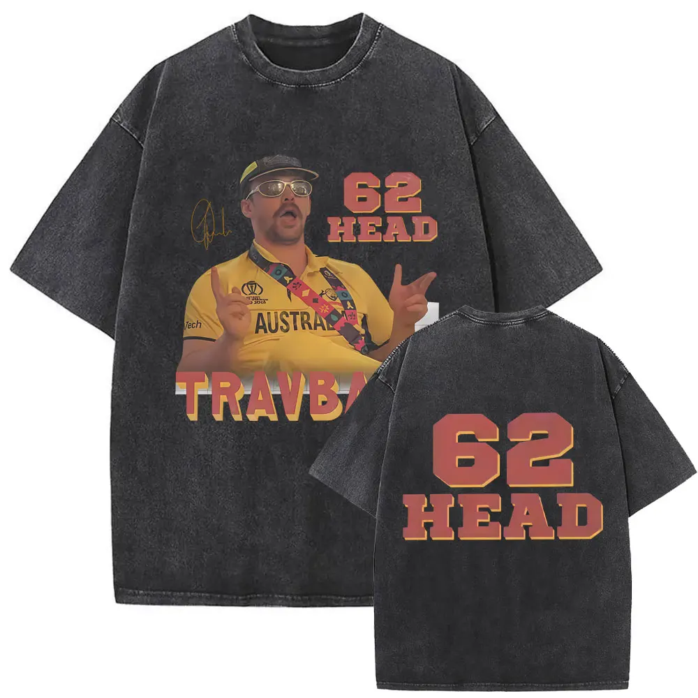 Washed Vintage Travis Head TravBall Graphic T-shirt Men Women Fashion Oversized Short Sleeve T Shirt Male Casual Cotton T-shirts