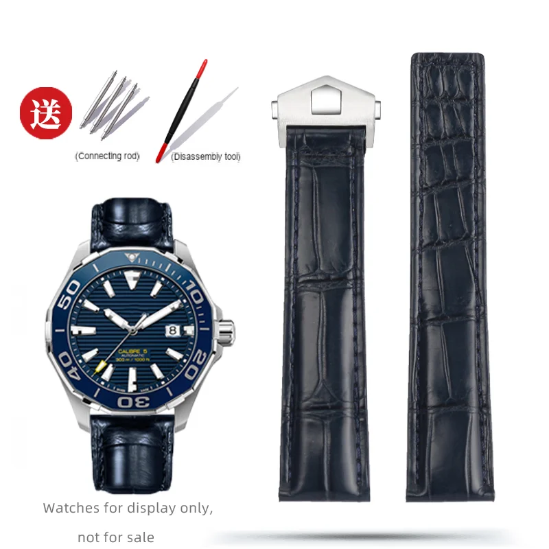 For TAG Heuer F1 Crocodile Leather Watch with 19/20/22mm Aquaracer Carrera Monaco Black Blue Brown Chain TAG Heuer Accessories