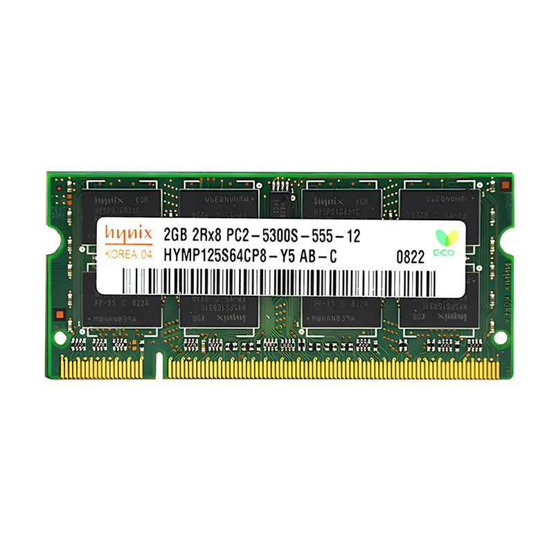 Dual Channel SDRAM RAM 2GB 2Rx8 PC2-6400S-666-12-HYMP125S64CP8-S 200Pin 1.8V SODIMM Ram 2 GB Memory Module For Laptop / Notebook