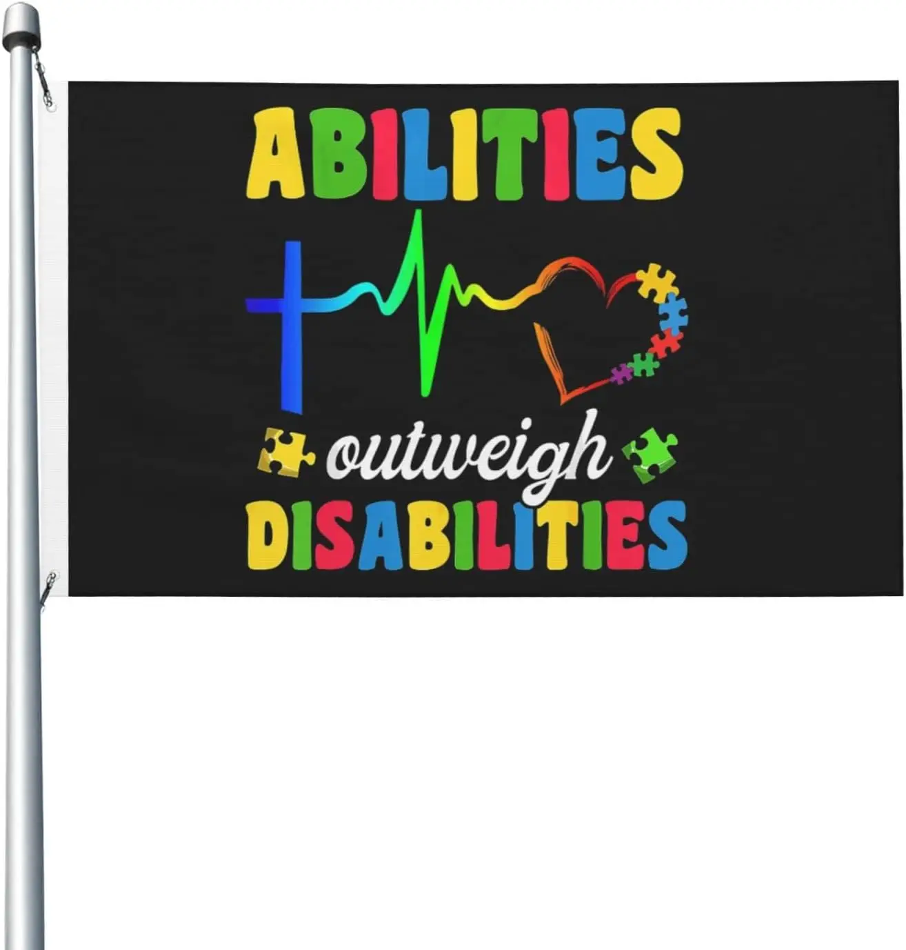 Flagicts 100% Polyester Autism Awareness Flag Abilities Outweigh Disabilities Flag