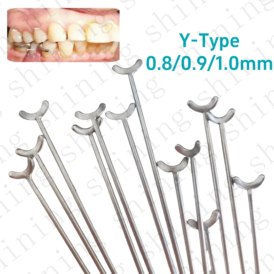 50Pcs Dental Roach Clasp Y Shape Oblique Clasps Scheu Style 1.0/0.9/0.8mm Orthodontic Ball Hooks Gancia Palla Tools