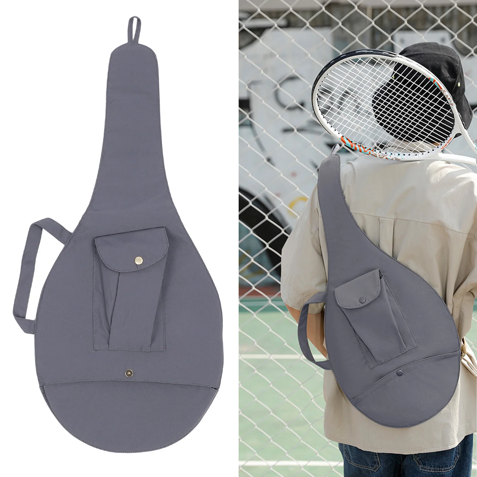 

Unisex Tennis Racket Cover Single Tennis Racket Bag With Adjustable Shoulder Strap Canvas