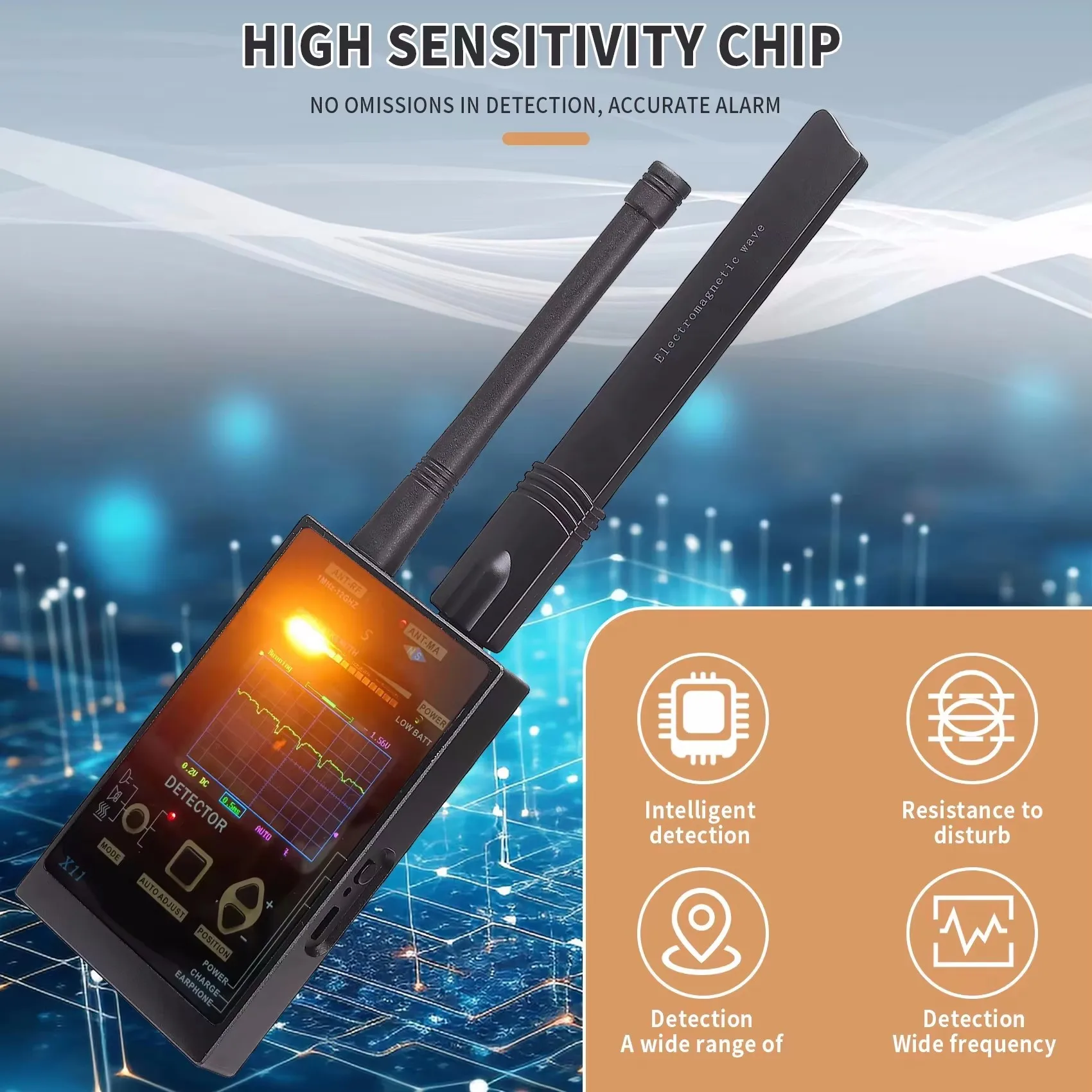 Dispositivo anti-spia portatile, rilevatore di bug e localizzatore GPS wireless, garantisce la privacy Rilevatore di telecamere wireless per scanner di segnale di sicurezza