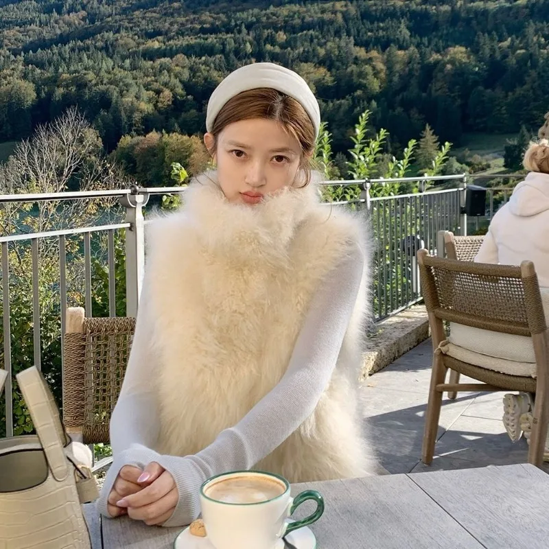 

High Collar Winter Faux Fur Vest Women Soft Warm Fur Coats Elegant Women Winter Vest Outerwears Fashion Women Winter Clothing
