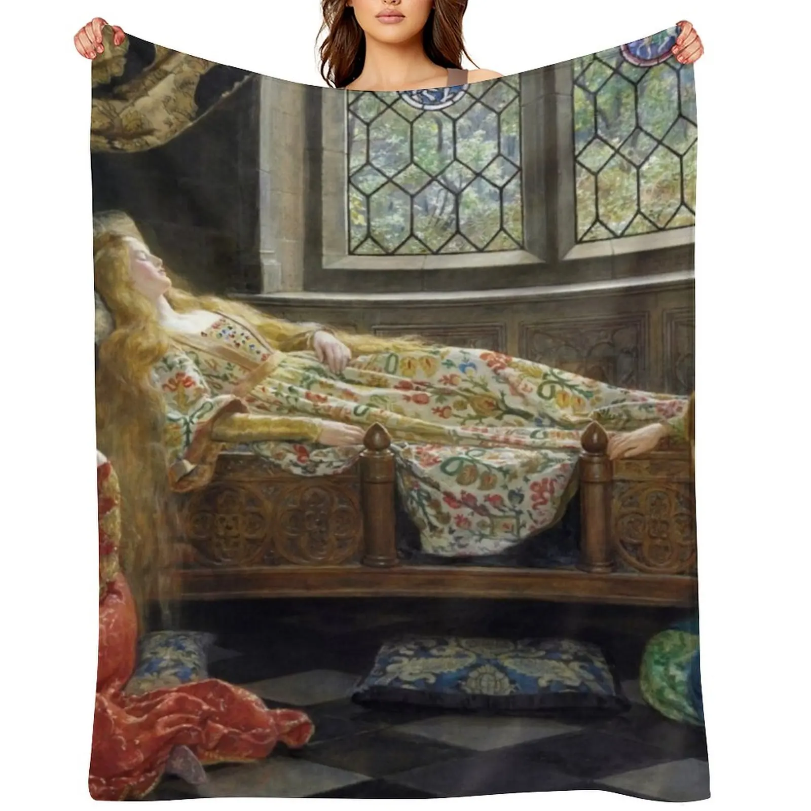 

Sleeping Beauty - John Collier - 1921 Throw Blanket wednesday Quilt warm winter Soft Big Blankets