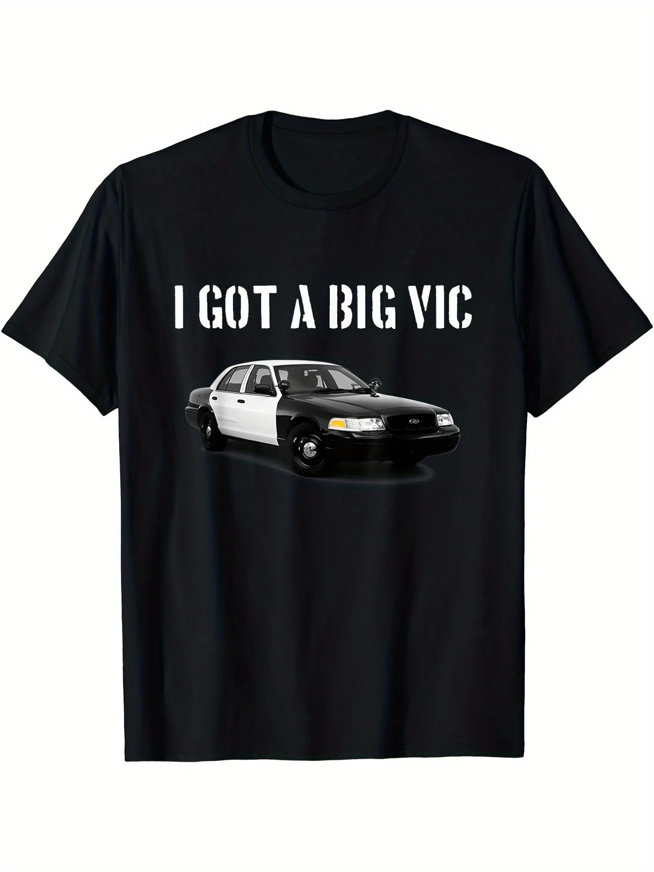 

Мужская винтажная футболка с рисунком Crown Vic Police Car — мягкая хлопковая повседневная футболка с короткими рукавами и рисунком «I Got A Big Vic»
