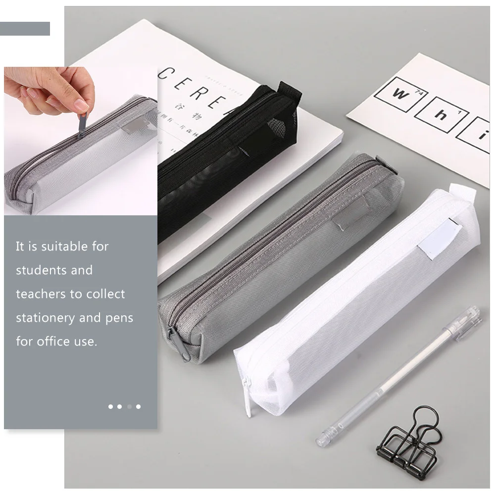 2Pcs Exam Pencil Bag Smooth Zipper Multi-Purpose Stationery Pouch for Teachers Students Pen Holder Ruler Scissors Container