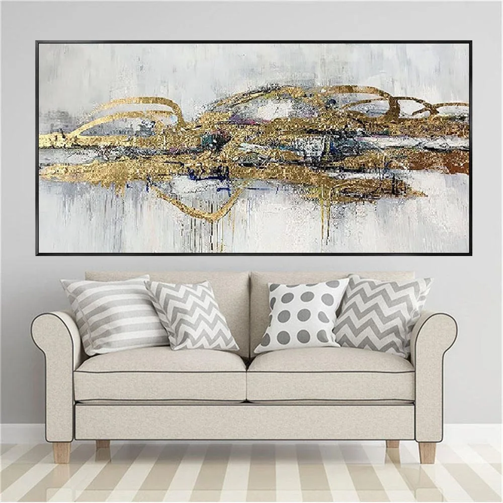 

New Design Abstract Mural 100% Handmade Gold Oil Painting On Canvas Wall Picture Artwork For Living Room Decor Art Poster Gift