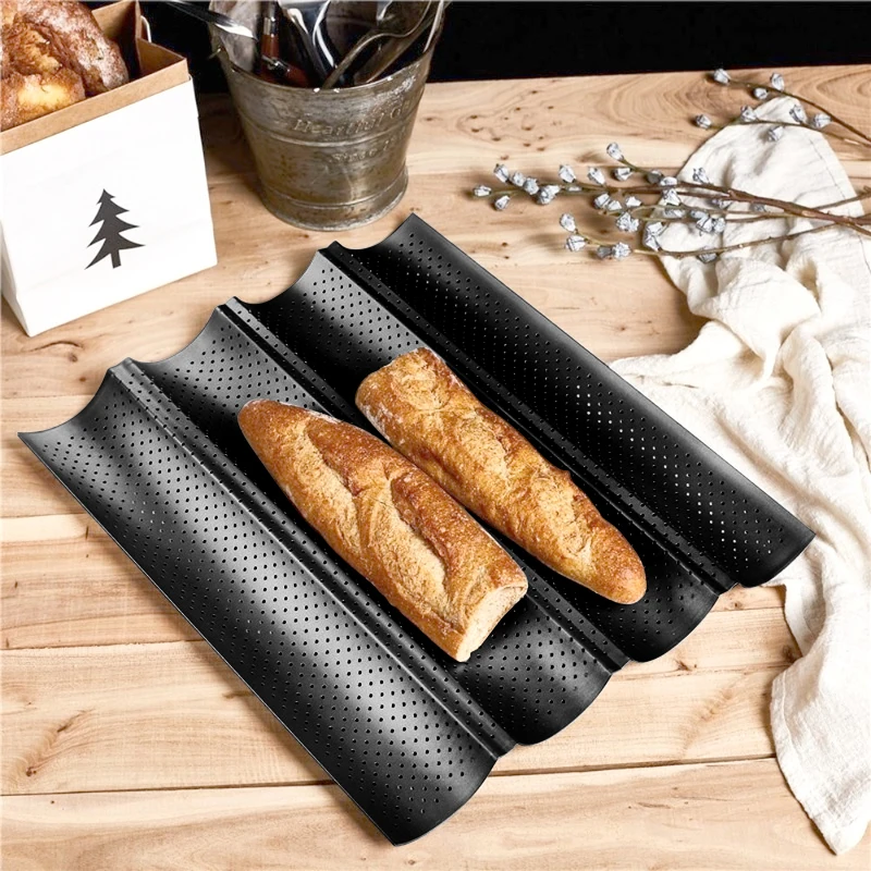 2/3/4 Slot Nonstick Loaf Pan Baking Utensil Tray Pastry Tool Baguette Mold Bread Wave Silver Steel Baking Pan Baguette