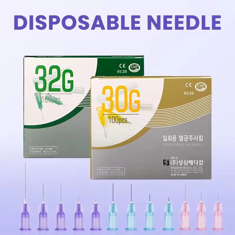 20PCS/SET 1ml Luer Lock Syringe + 30G 4MM Painless Small Needle 32G4mm 32G6mm 30G4mm 32G13mm 30G25mm Sharp Eyelid Tattoo needles