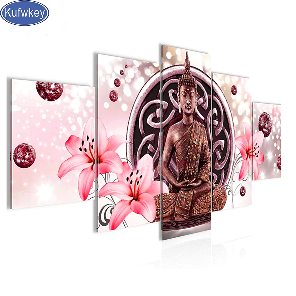 

5D Diy diamond painting Buddha and Lily flower Diamond Mosaic sale Rhinestone Embroidery cross stitch religion Icon Decor Home