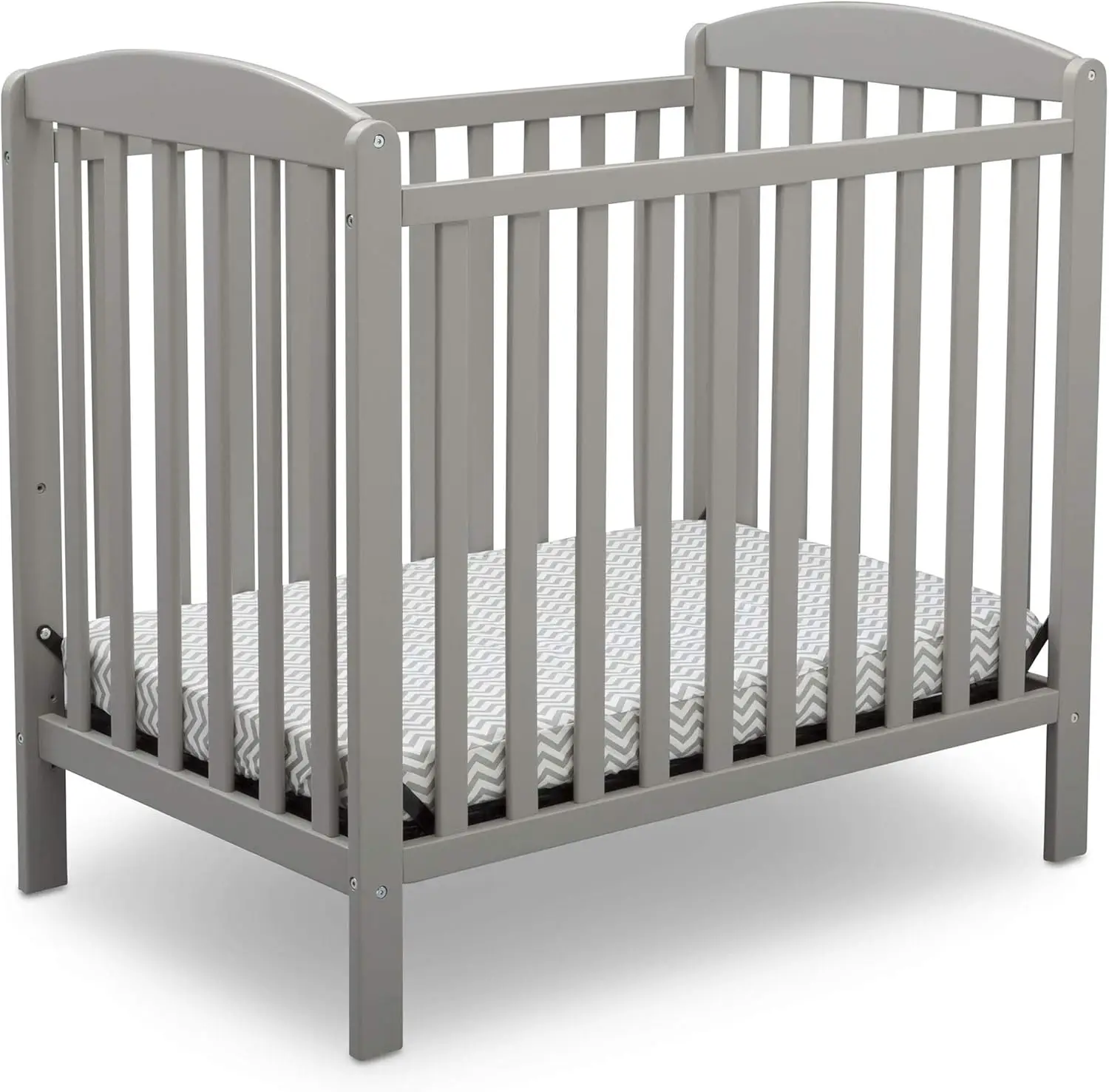 Emery Mini Convertible Baby Crib with 2.75-inch Mattress, Grey