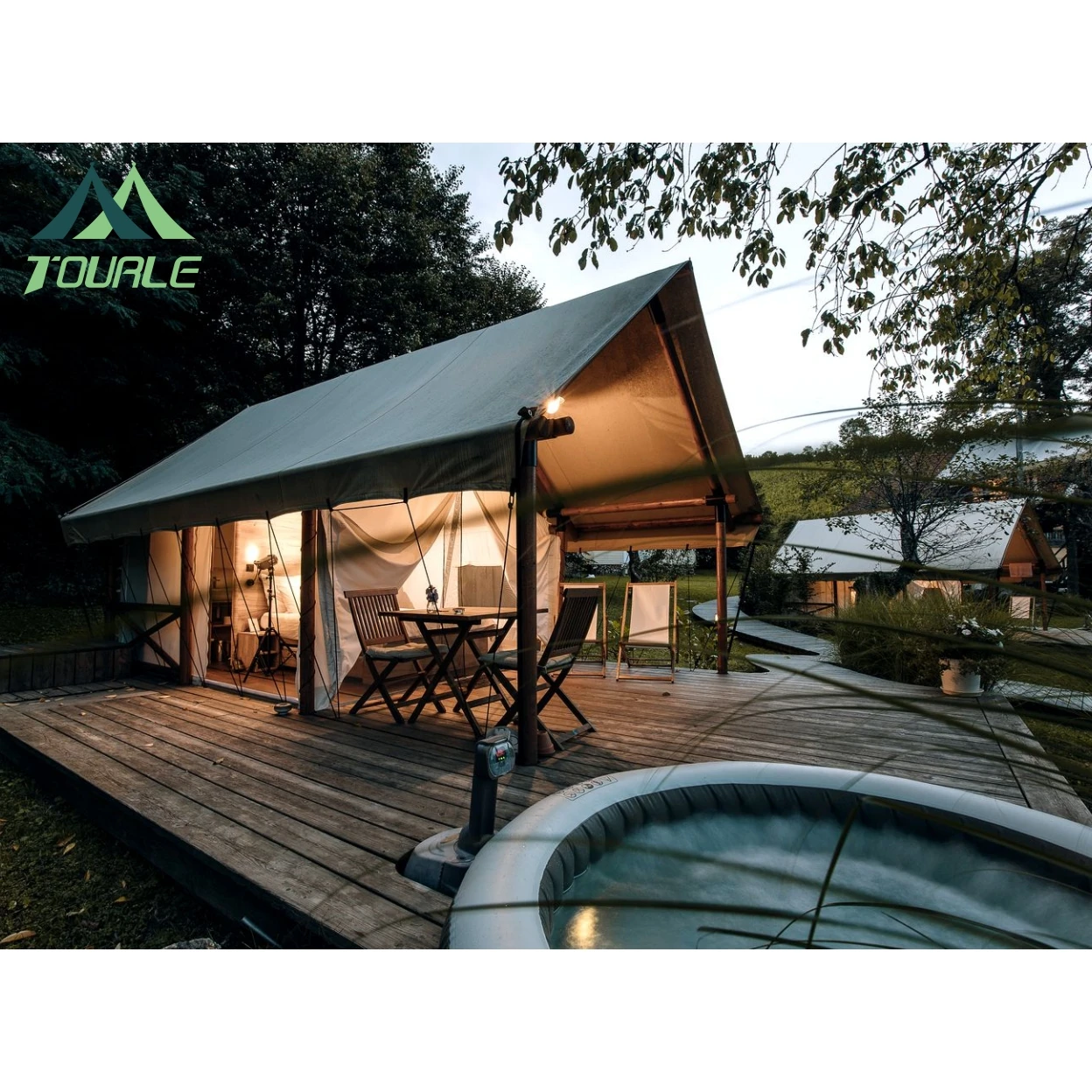 High Quality Canvas Luxury Glamping Safari Camping Tent 5x7m Waterproof Outdoor for Resort