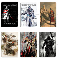 Templar Knight Motto The Crusader Metal Sign Vintage Knight Templar Tin Posters Home Abstract Warrior Portrait Tin Sign Poster