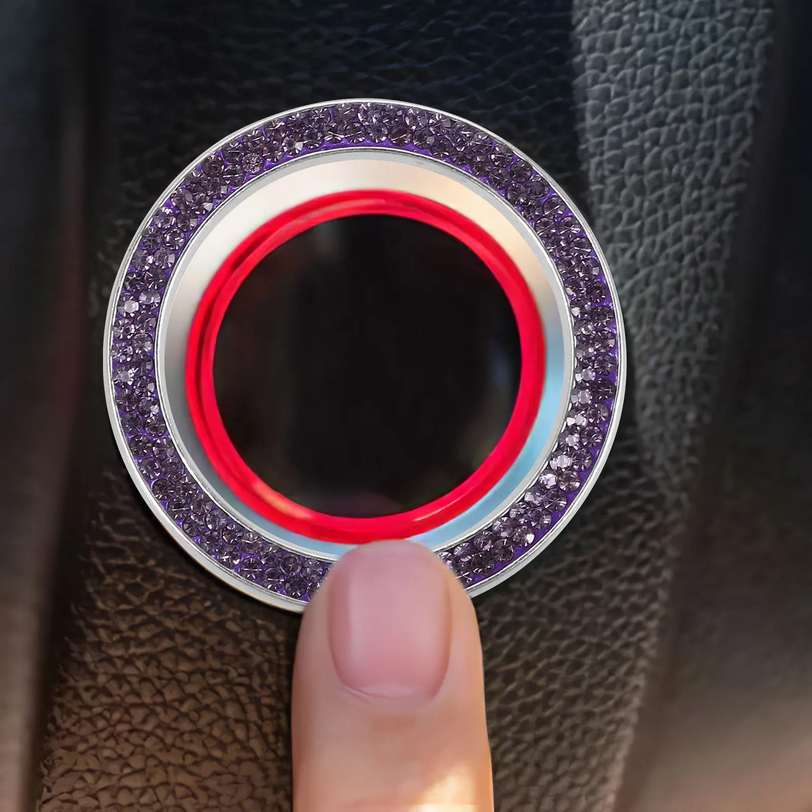 

2pcs Engine Start Button Ring Bling Rhinestones Zinc Alloy Push To Start Cover Sparkling Interior Protection Glitter Button Car