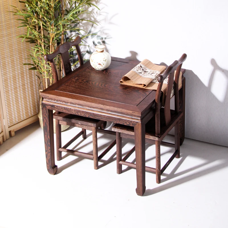 Chicken wing wood dining table and chairs Chinese long children's study table Solid wood square table Coffee table Small