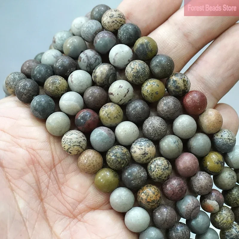 4 6 8 10 12 14MM Red Flower Jaspers Natural Stone Loose Round Beads DIY Bracelet Necklace Pendants for Jewelry Making 15