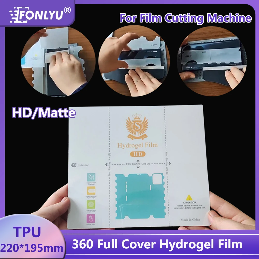 FONLYU 50PCS 360 Full Body Protective Hydrogel Films For Blade Cutting Plotter Phone Curved Screen Protector Butterfly Films