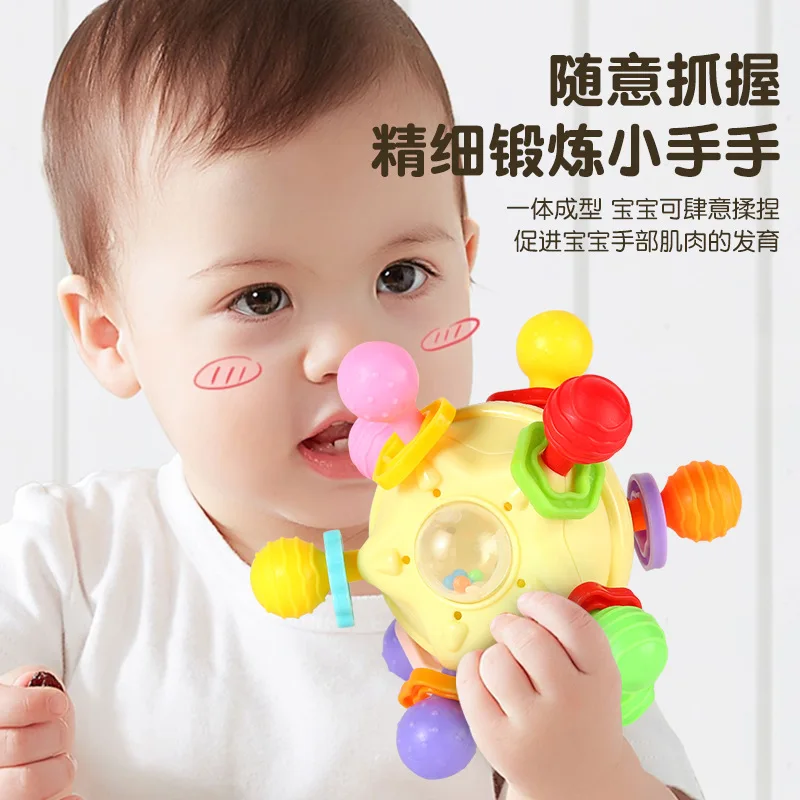 

Rotating Rattle Ball for Babies, Grasping Activity Toy, Silicone Teether, Sensory Toys for Infant Development, 0-12 Months