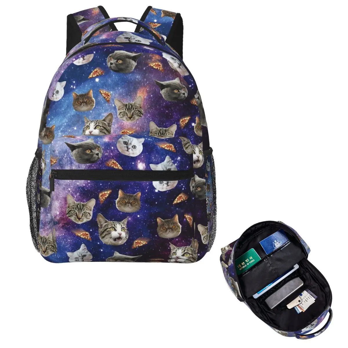 

Space Cat Heads Backpack Hot Sale Daypack Large Capacity Children BookBag School Bag Shoulder Bags for Men Women