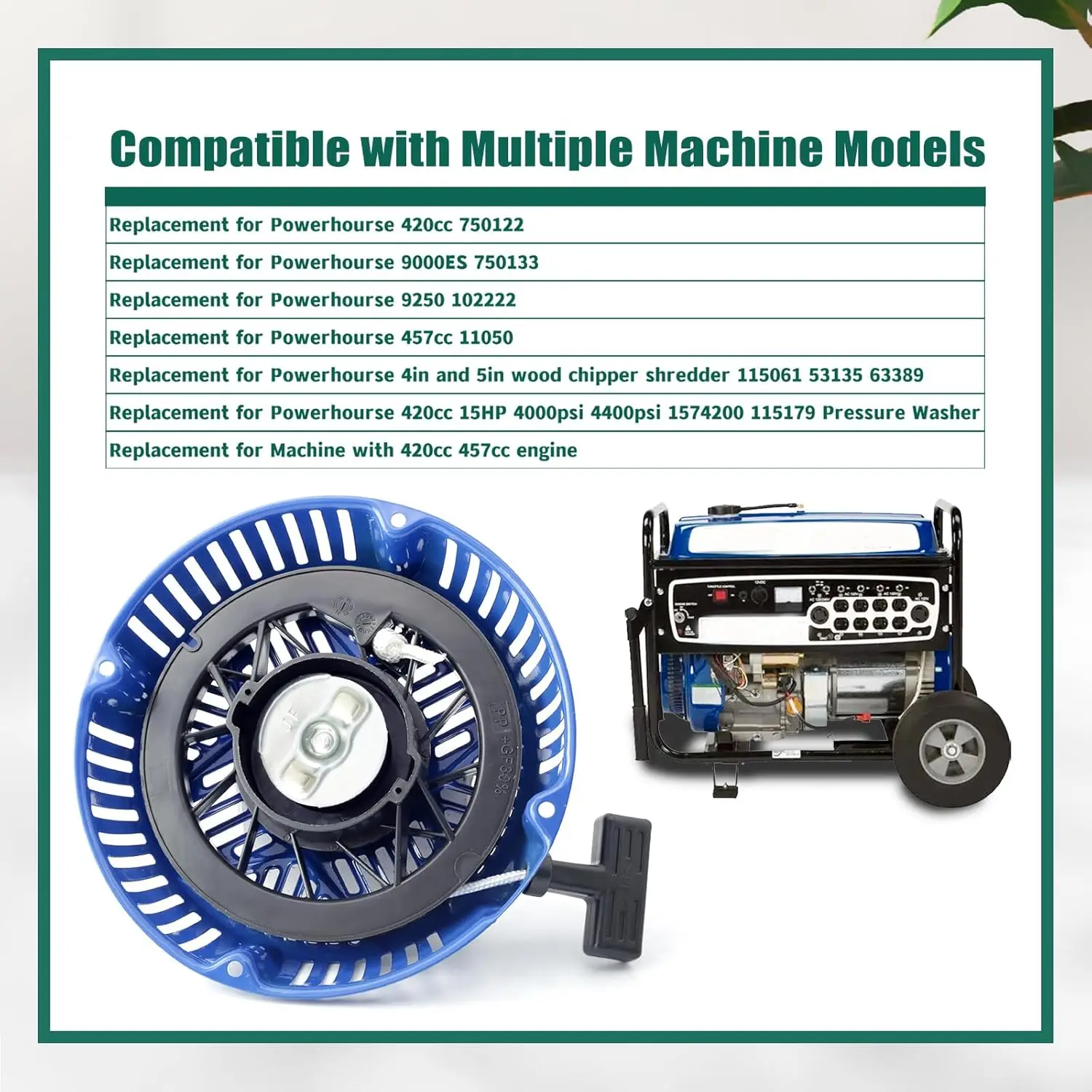 Recoil starter para powerhourse 420cc-457cc gerador 15hp lavadora de pressão 1574200 115179