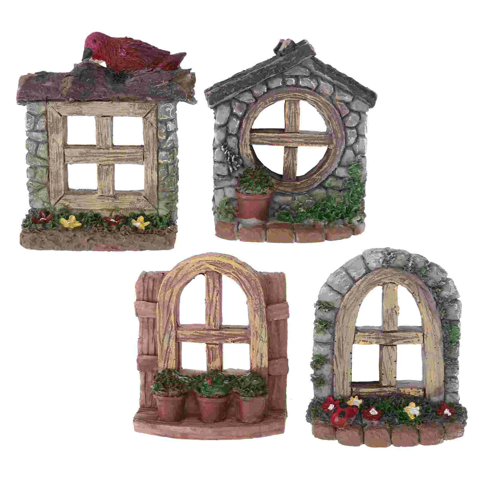 

Window Miniature Garden Fairy Door Home Decoration Tree Accessories Tank Landscape Decor Gnome Ornaments Dollhouse Mini Pot