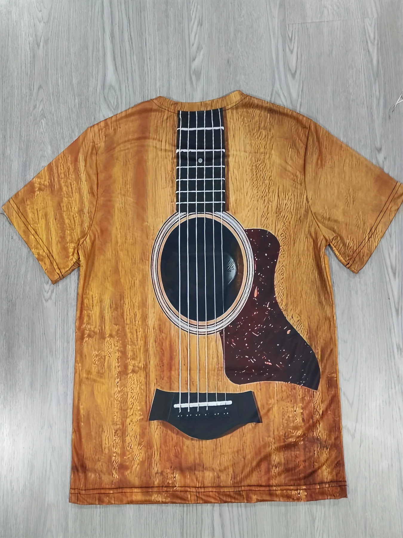 3D الغيتار طباعة الرجال الجدة قصيرة الأكمام طاقم الرقبة تي شيرت، الصيف عطلة الترفيه في الهواء الطلق