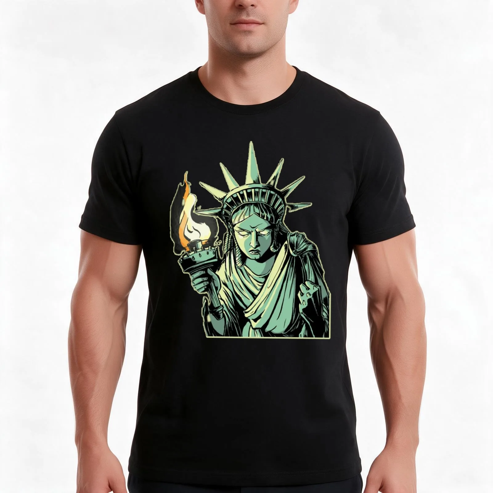 Liberty statue T-Shirt Summer Casual Cotton Tee Oversized Streetwear Tops Vintage Graphic Print Loose Fit Short Sleeve