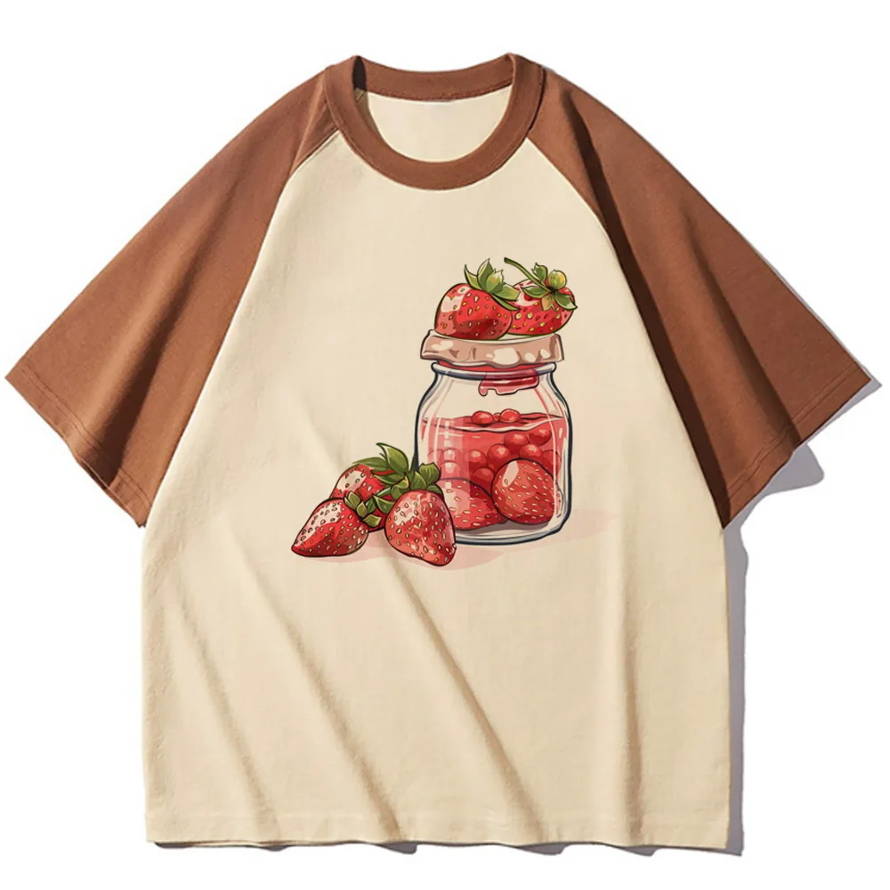 Strawberry top women elegant graphic Japanese Tee female anime 2000s clothes