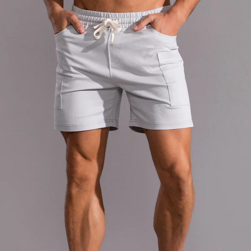 Heavenwood-pantalones cortos informales de algodón para hombre, Shorts deportivos de gimnasio con bolsillo grande, con cordón, para correr, para playa y verano