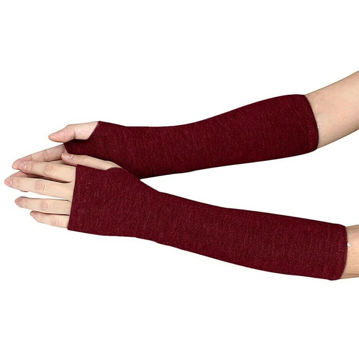 Ladies Fingerless Long Gloves Knitted Gloves Winter Warmer Wrist Arm Knitted Gloves Winter Warmer Gloves Ladies Gloves