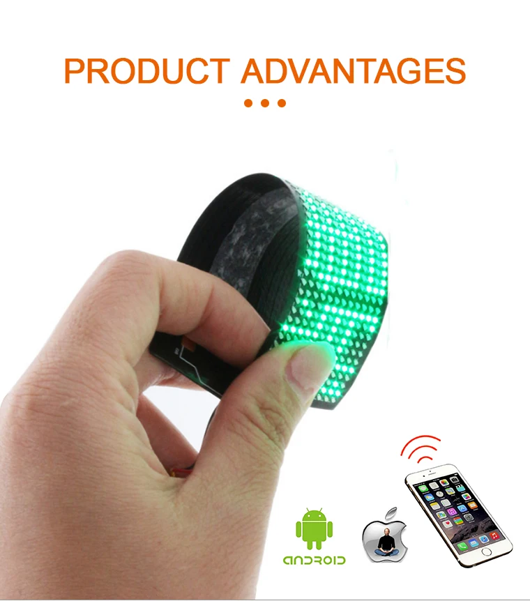 BT APP Programmable Flexible DIY LED Display Curve Decorative Cloth Hat Helmet Insert Luminous Flexible Led Matrix DisplayScreen