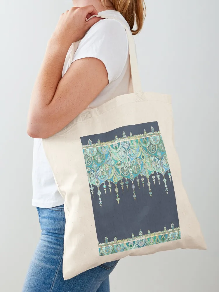 

Art Deco Double Drop in Blues and Greens Tote Bag shopper bag woman tote bags aesthetic personalized tote bag bags luxury women