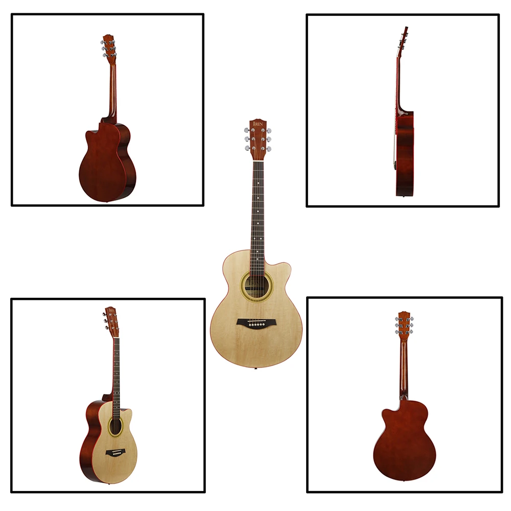 IRIN 40 Inch Acoustic Guitar 21 Frets 6 Strings Rosewood Body Folk Guitar Guitarra With Bag Strap Capo Guitar Parts & Accessory