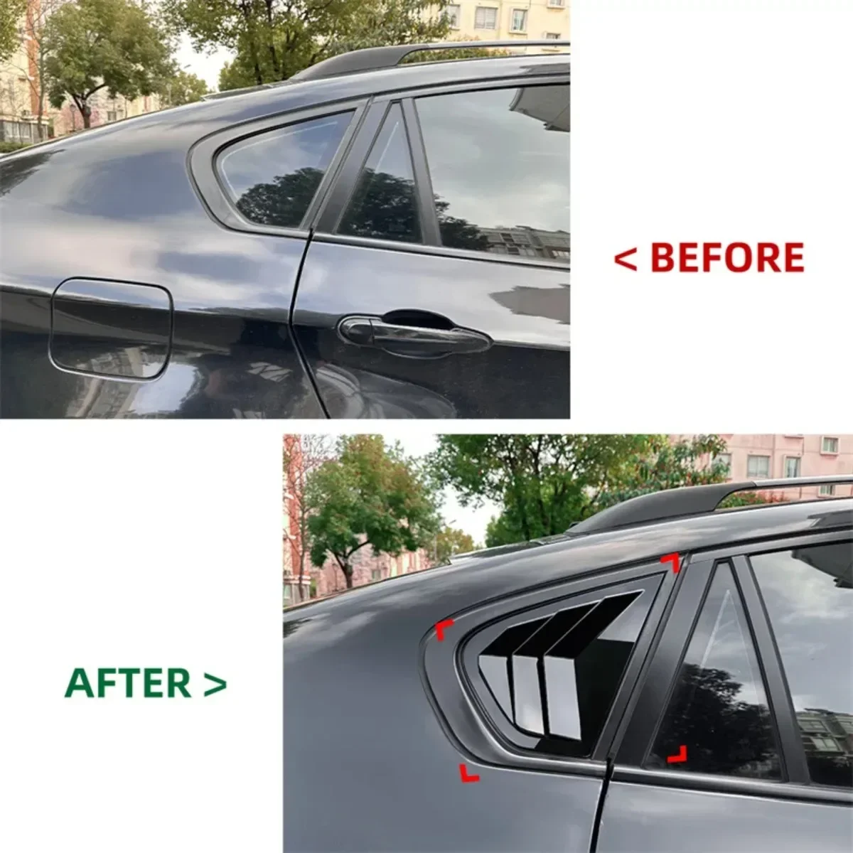 For BMW X6 X6 M E71 E72 2008-2014 Car Rear Side Window Louvers Scoop Cover Vent Shark Gill Air Outlet E71 Louvers