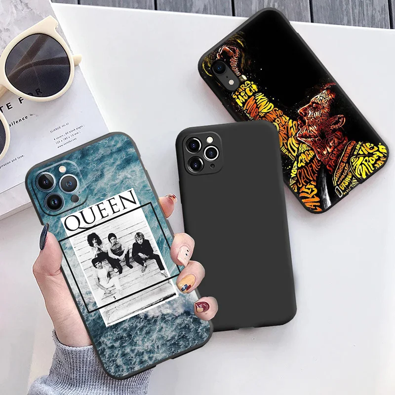 Soft Phone Cases For iphone 16 15 14 13 12 11 Pro XS Max Mini XR 7 8 Plus 16ProMax Freddie Mercury Queen Band Black Matte Cover