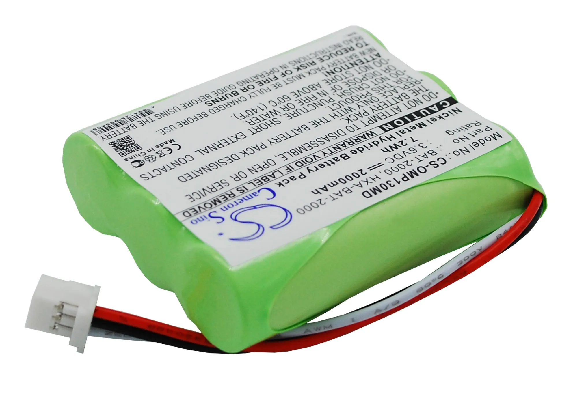 Cameron Sino 2000mAh/7.20Wh Battery For OMRON:HBP-1300,HBP-1300 blood pressure monitor,HBP-1320,BAT-2000,HXA-BAT-2000,Ni-MH,3.6V