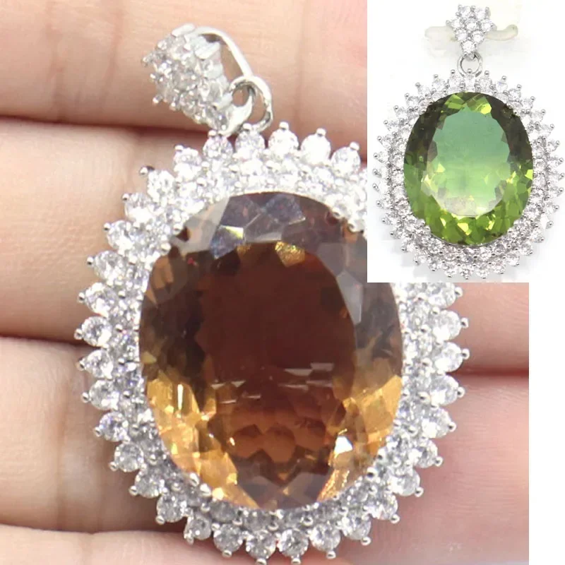 

10.5g Customized 925 SOLID STERLING SILVER PENDANT Golden Citrine Red Blood Ruby Zultanites Swiss Blue Topaz Violet Tanzanite