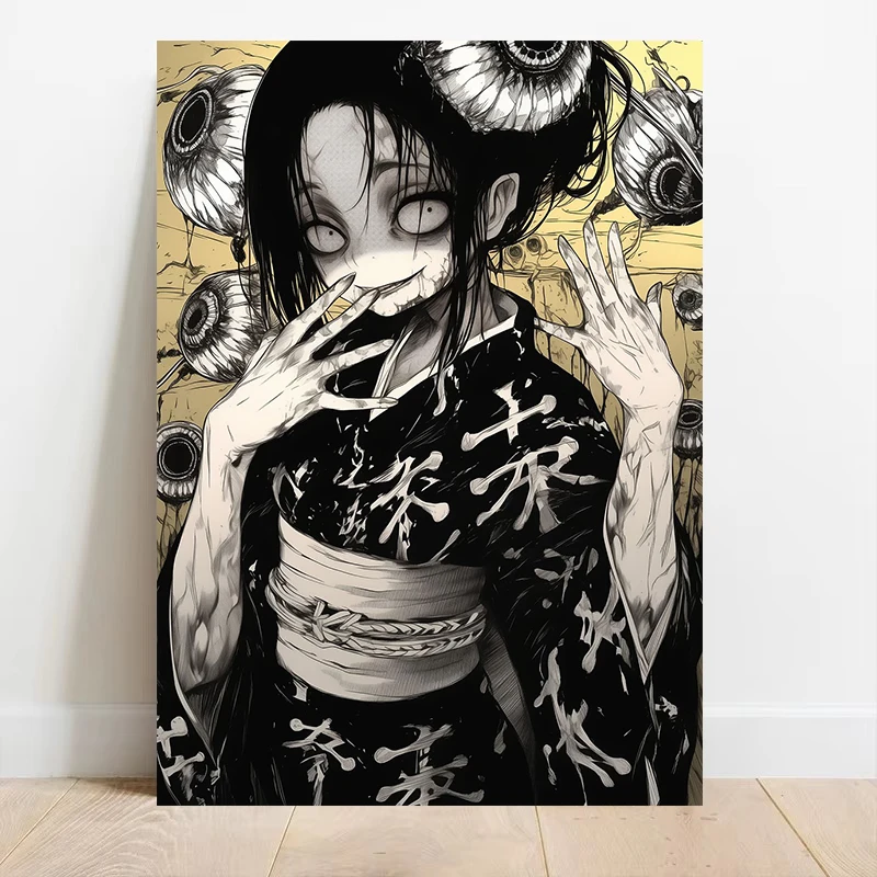 Horror Dark Thrilling Anime Girl Poster Print Canvas Pictures Home for Living Room Studio Wall Modern Decor Frameless Painting