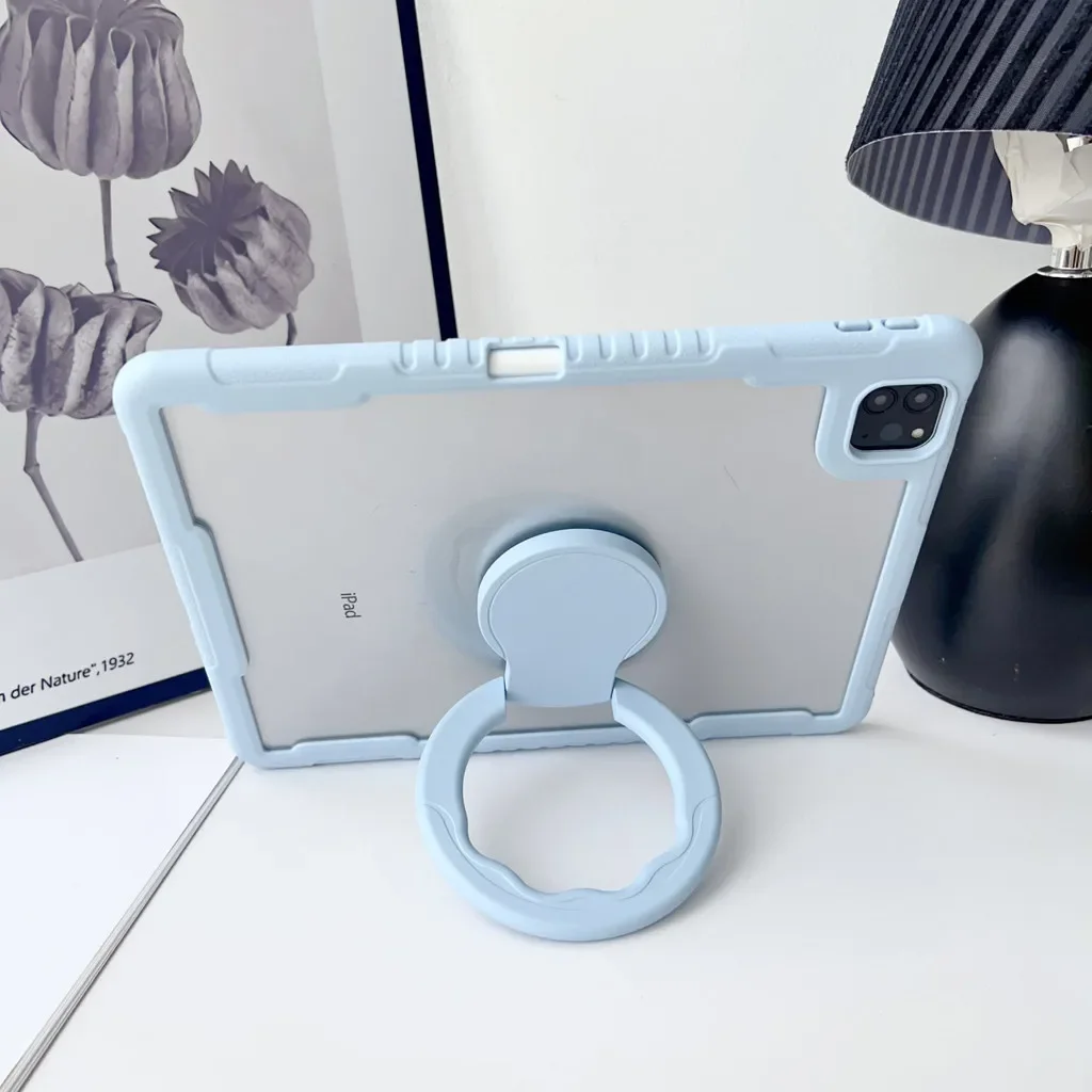 With Pencil Holder Rotation Transparent Case for IPad Air Pro 13 11 12.9 Air 6 5 4 3 2 1 10th Mini6 Acrylic Tablet Cover