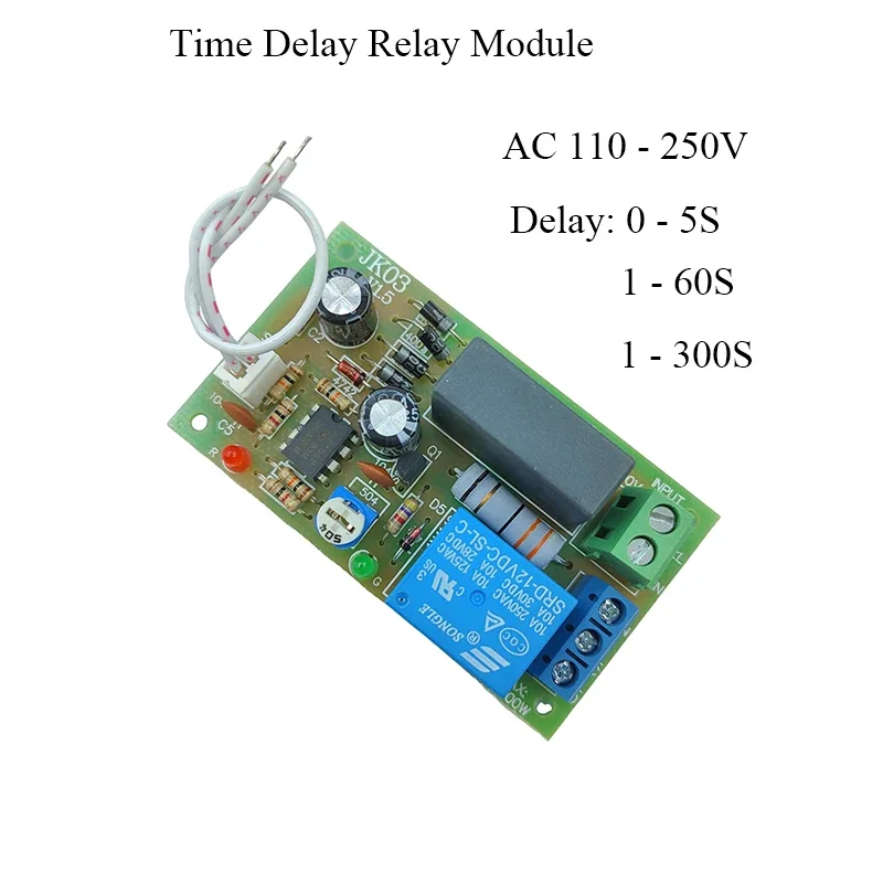 

AC100-240V Adjustable Timer Relay Delay Module NC Off Switch for Exhaust Fan Infinite Cycle Control 5S 60S 300S