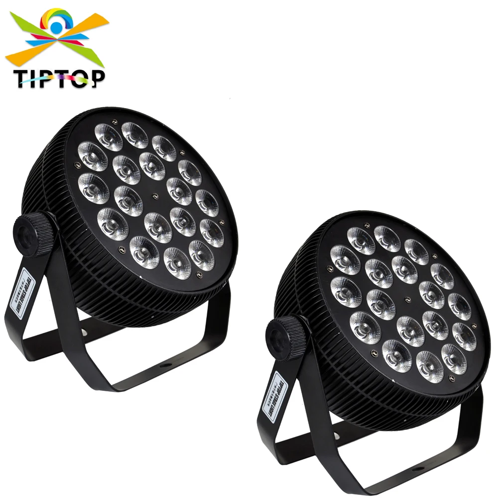 

Gigertop 2 Pack 18x18W RGBWAU 6 IN 1 Light Head 18W 6in1 Color 6/10 DMX Channels Indoor Flat Led Par Light Voice Activated