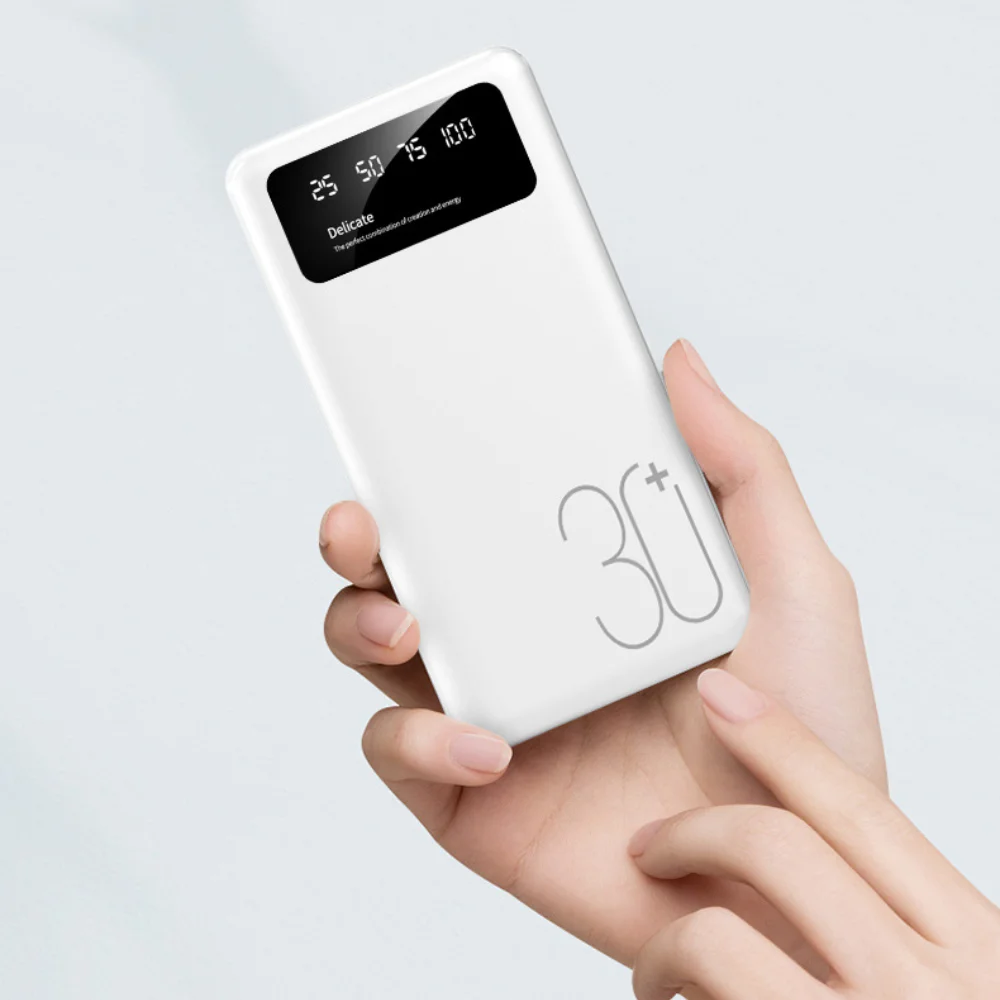 شاحن محمول قوة البنك 30000mAh بطارية خارجية حزمة 20 واط شحن سريع العرض الرقمي بطارية خارجية آيفون شاومي