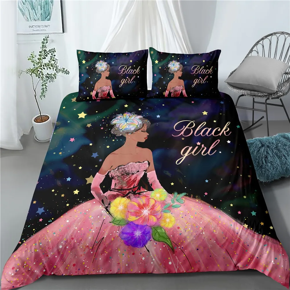 African Beautiful Girl 3D Printed Bedding Set Duvet Covers Pillowcases Comforter Bedding Set Bedclothes Bed Linen(NO Flatsheet)